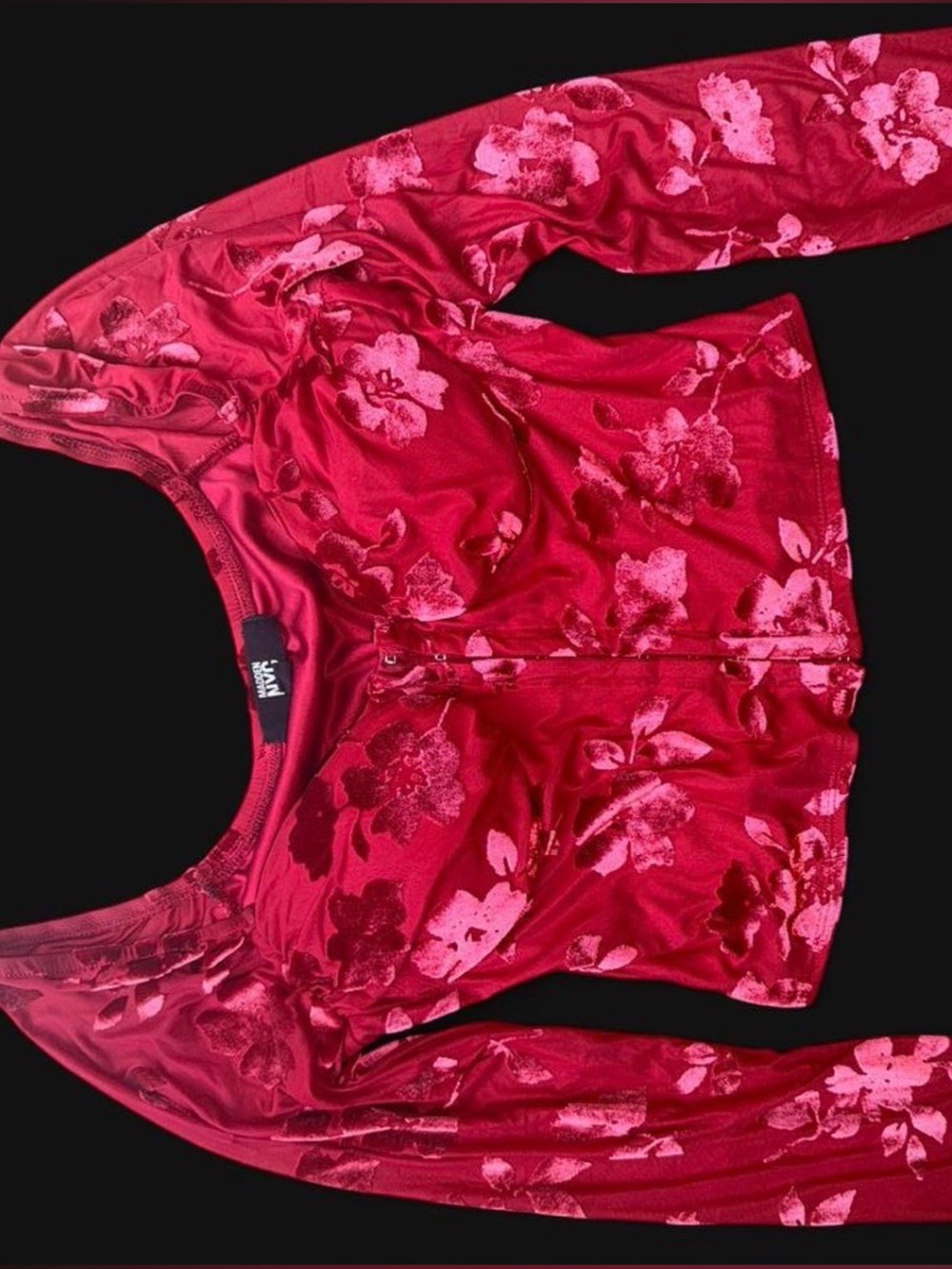 90s Madden Girl Red Floral Velvet Cropped Coset Top